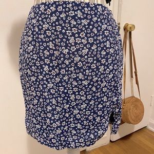 Navy Blue Floral Skirt